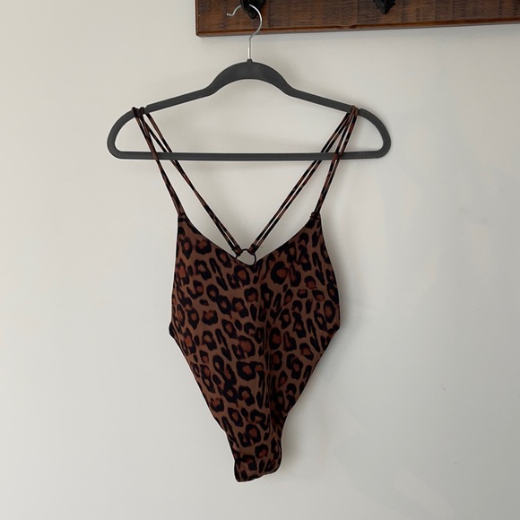 Racer Back One Piece in Leopard Print - Picture 2 of 7